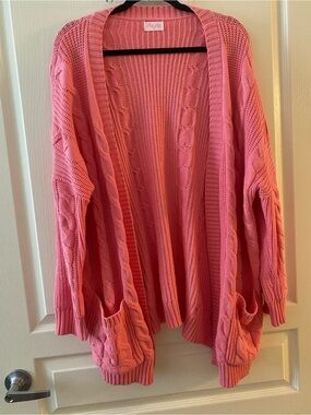 PINK LILY Open Front Knit Cardigan in Pink - S